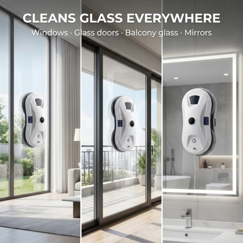 Smart glass cleaner robot cleaning windows, glass doors, balcony glass and mirrors